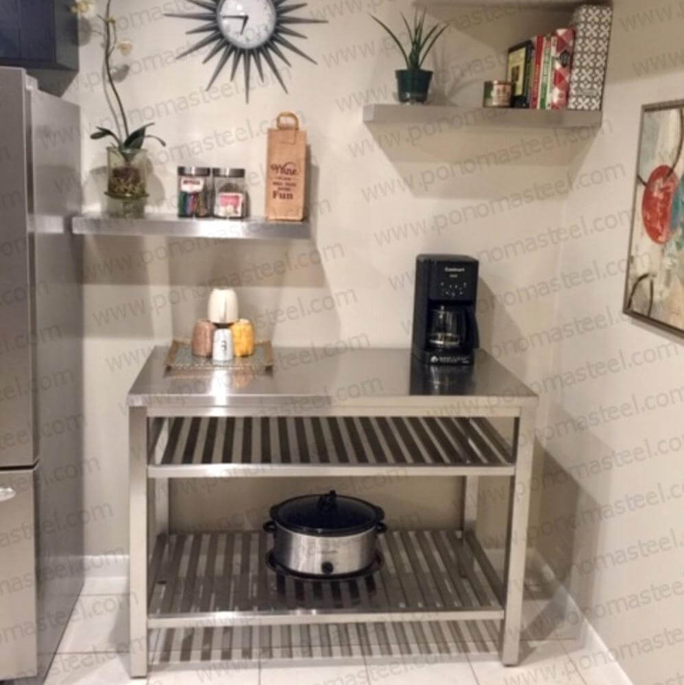 12"x8"x1.5" (cm.30,5x20x3,8) Brushed Stainless Steel Floating Shelf | Home Improvement