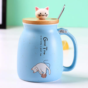 Adorable Cat Cartoon Ceramic Coffee Mug