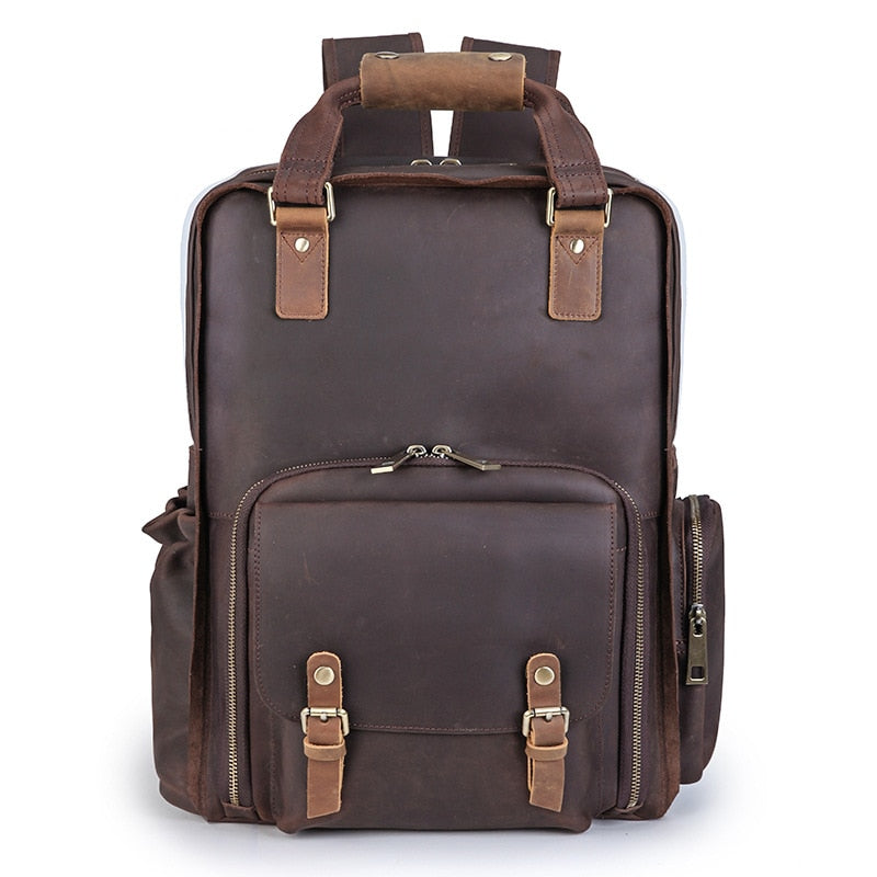 The Gaetano | Large Leather Backpack Camera Bag with Tripod Holder | Bags & Wallets