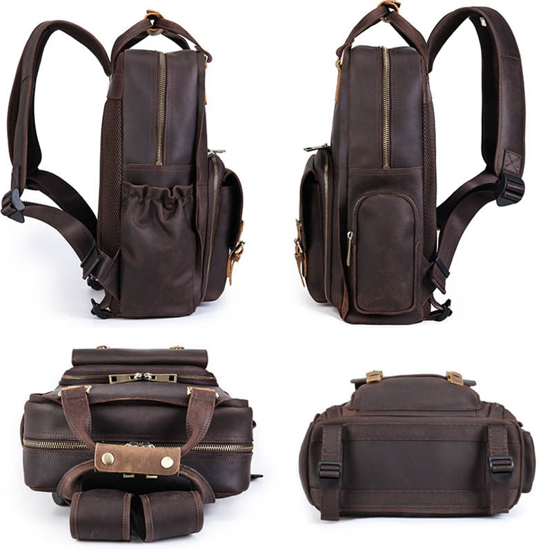 The Gaetano | Large Leather Backpack Camera Bag with Tripod Holder | Bags & Wallets