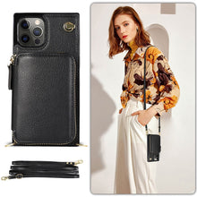 Load image into Gallery viewer, Zipper Wallet Case with Adjustable Crossbody Strap for iphone
