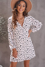 Load image into Gallery viewer, Apricot Polka Dot Print V Neck Mini Dress
