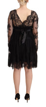 Load image into Gallery viewer, Aniye By Black Floral Lace Cotton Long Sleeves V-neck Shift Dress
