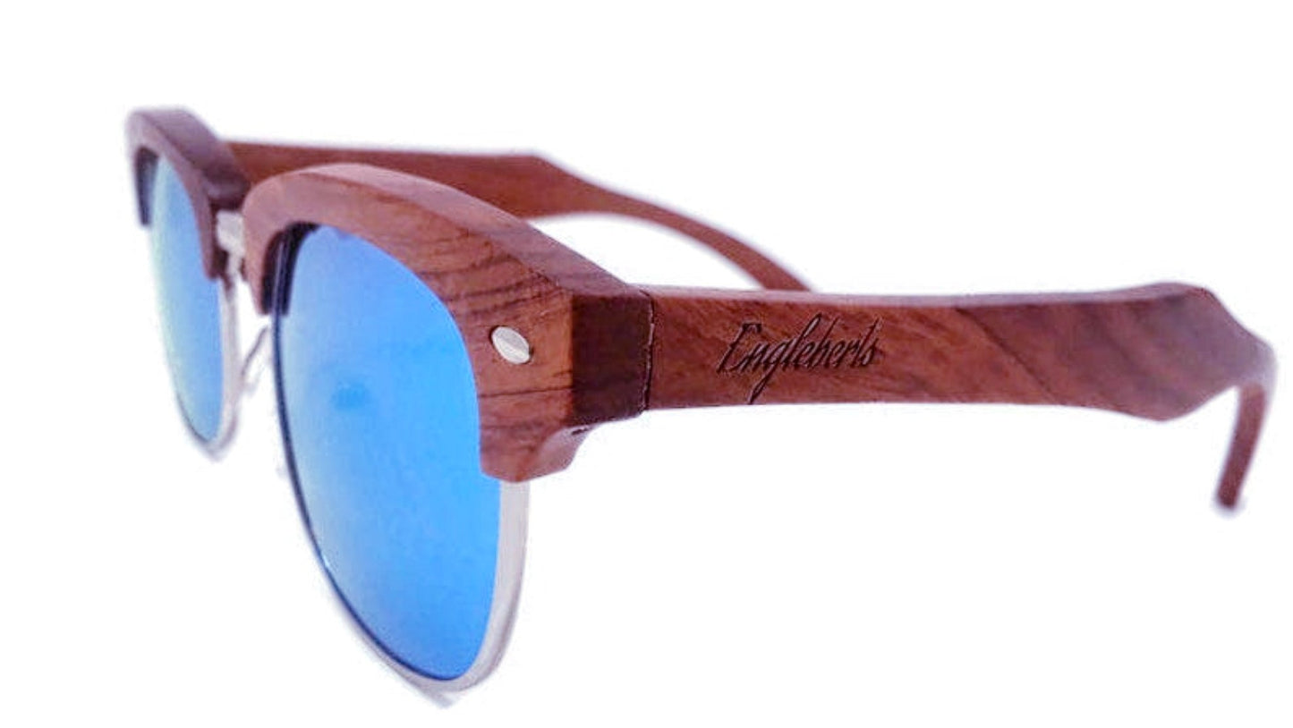 100% Real Brazilian Pear Wood Sunglasses With Ice Blue Lenses | Sunglasses