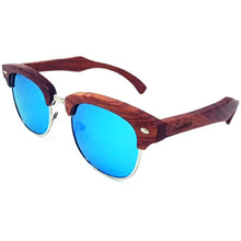 Load image into Gallery viewer, Brazilian Pear Wood Sunglasses, Ice Blue Polarized Lenses
