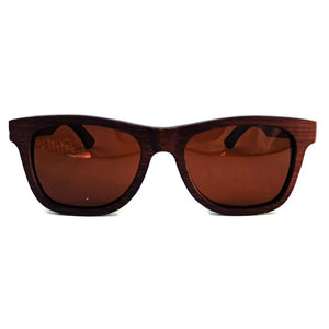 Crimson Wooden Sunglasses With Bamboo Case, Tea Polarized Lenses,