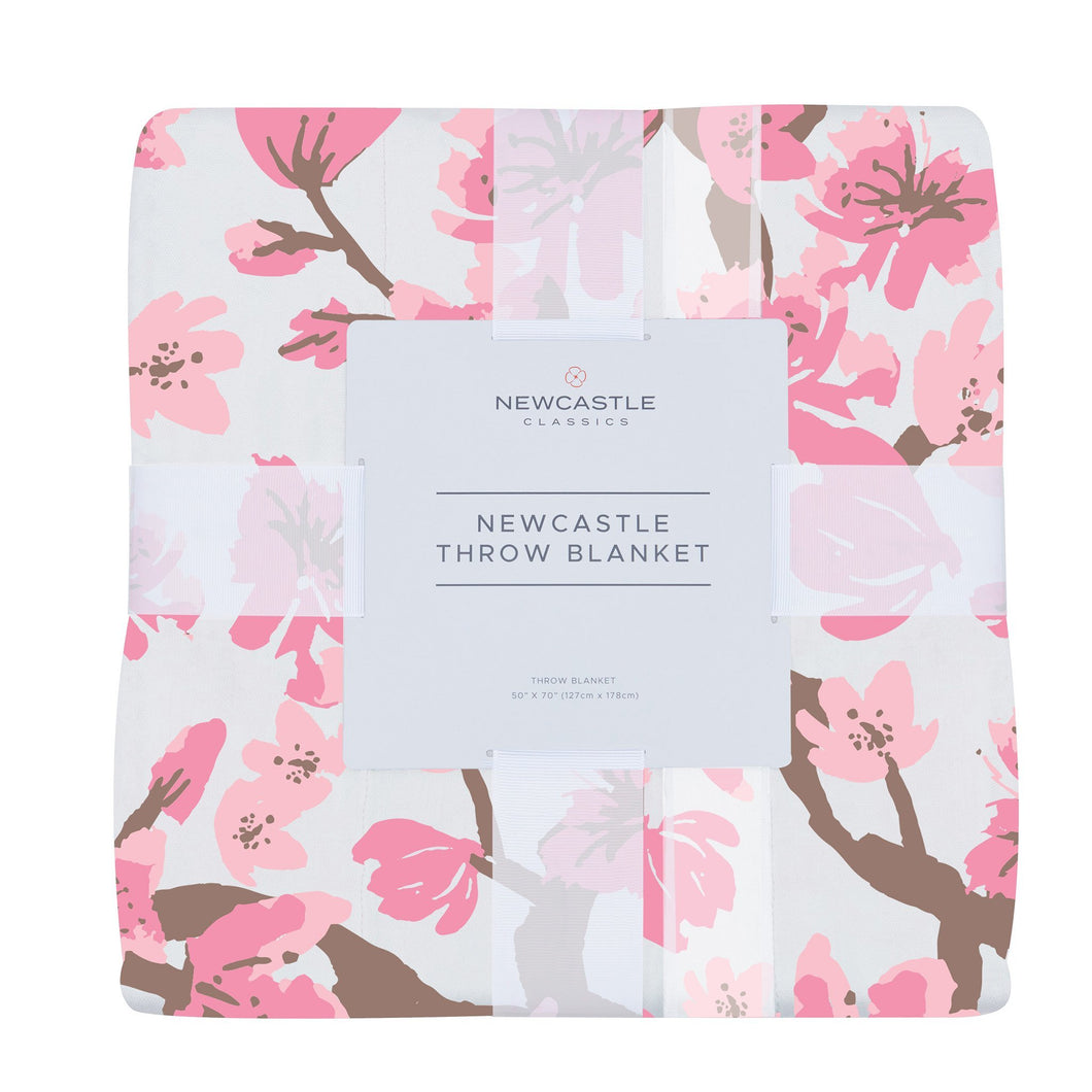 Cherry Blossom Bamboo Muslin Throw Blanket