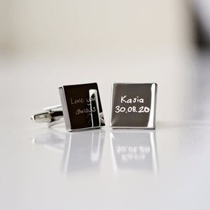 Engraved Own Actual Handwriting Cufflinks