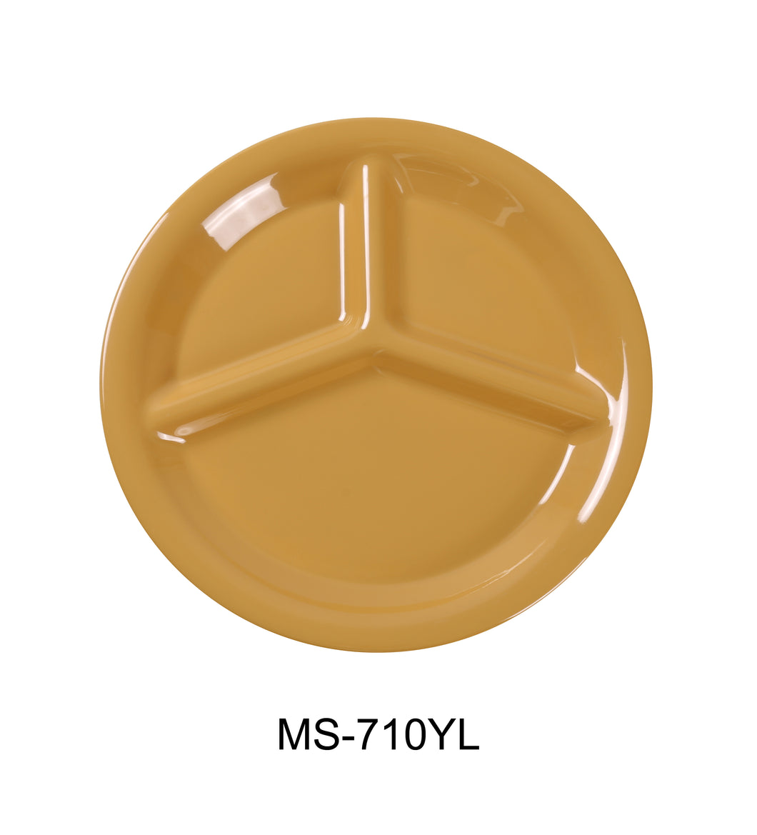 Yanco MS-710YL Mile Stone Three Compartment Plate