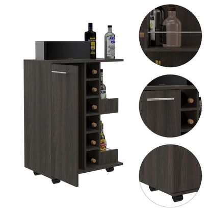 Bar Cart Wells, Four Casters, Carbon Espresso Finish