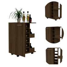 Load image into Gallery viewer, Bar Cart Wells, Four Casters, Dark Walnut Finish
