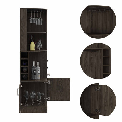 Bar Cabinet Papprika, 8 Wine Cubbies, Double Door, Dark Walnut Finish