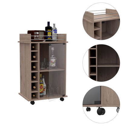 Bar Cart Baltimore, Six Wine Cubbies, Light Gray Finish