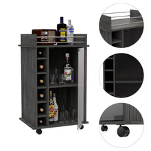 Load image into Gallery viewer, Bar Cart Baltimore, Six Wine Cubbies, Smokey Oak Finish
